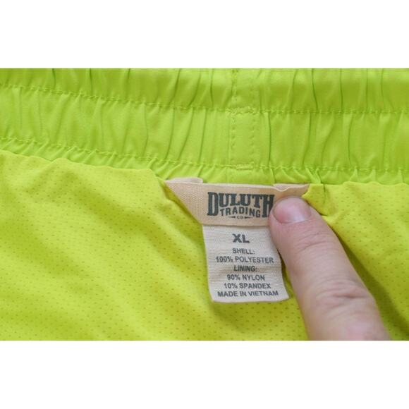 Duluth Trading Co. Swim Trunks Neon Green Fishing Shorts 9" INS Mens Size XL - Picture 5 of 6